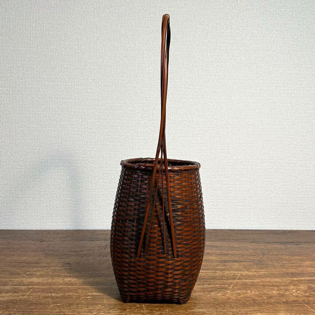 定番のお歳暮&冬ギフト 竹編 岩尾豊南 竹籠 花器 竹工芸 花籠 花入 古美術品 時代 手付 木工、竹工芸