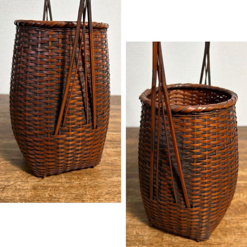 Yahoo!オークション - 岩尾豊南 竹編 竹籠 手付 時代 古美術品