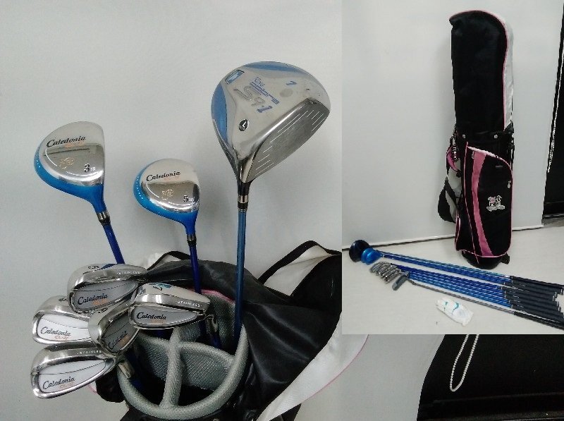 258 ゴルフ 女性 右利き用 セット 9本 Caledonia CL-II KING COBRA PERSON'S キャディバッグ 5分割 まとめて レディース フレックス L