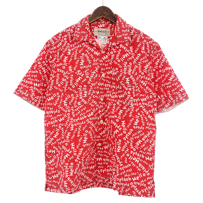 【特別価格】MONITALY 総柄 半袖 シャツ レッド メンズS