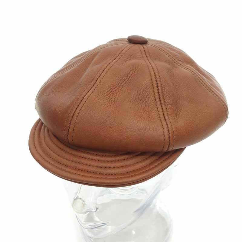 【特別価格】NEW YORK HAT Vintage Leather Spitfire レザー キャスケット ブラウン ユニセックスM