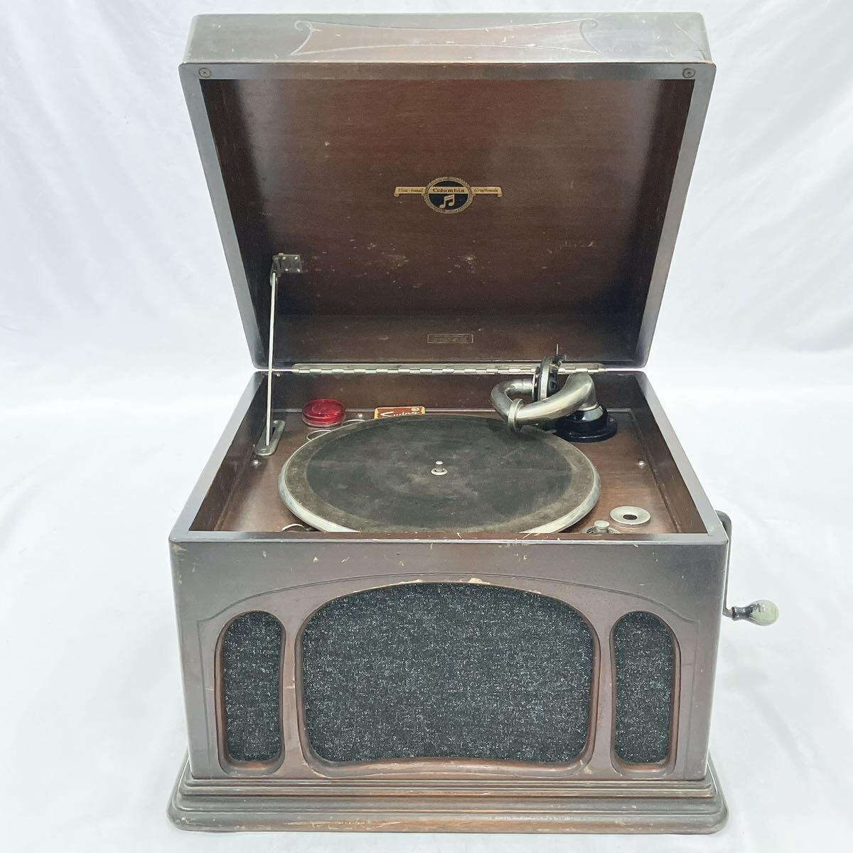 Columbia コロンビア 蓄音機　蓄音器 Grafonola 手回し 当時物 レトロ ヴィンテージ　昭和レトロ 追加写真有り　R尼0729