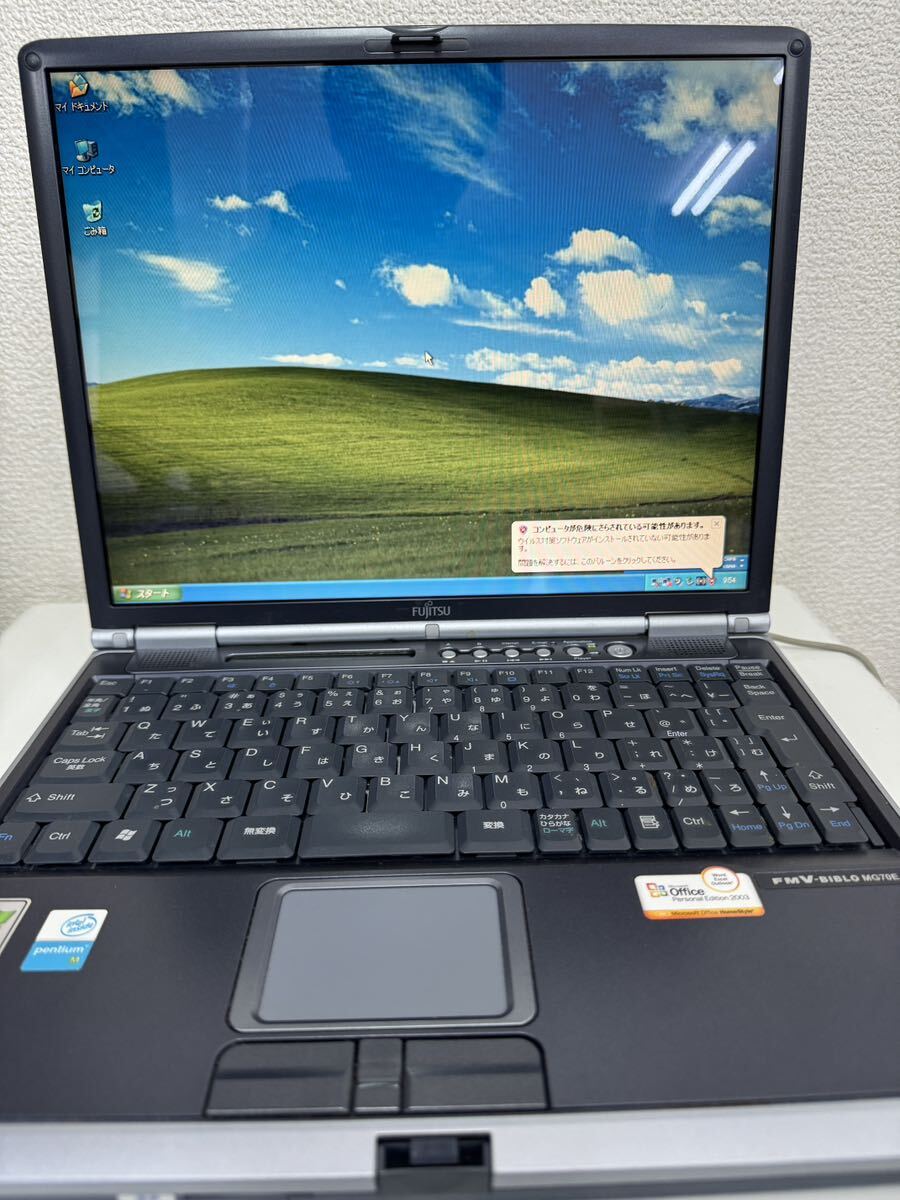 FUJITSU Windows XP Pro SP3 Pentium M 1.4GHz メモリ512MB MG70E ノートパソコン 富士通 FMV-BIBLO 動作品 レトロゲームに！レア品 