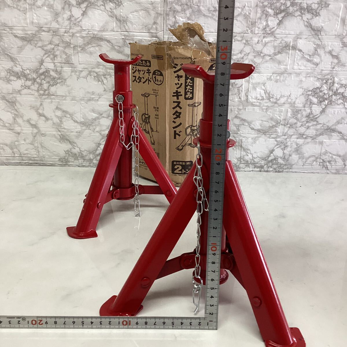  folding jack stand red corner n3 -step adjustment maximum 2 ton (A47)