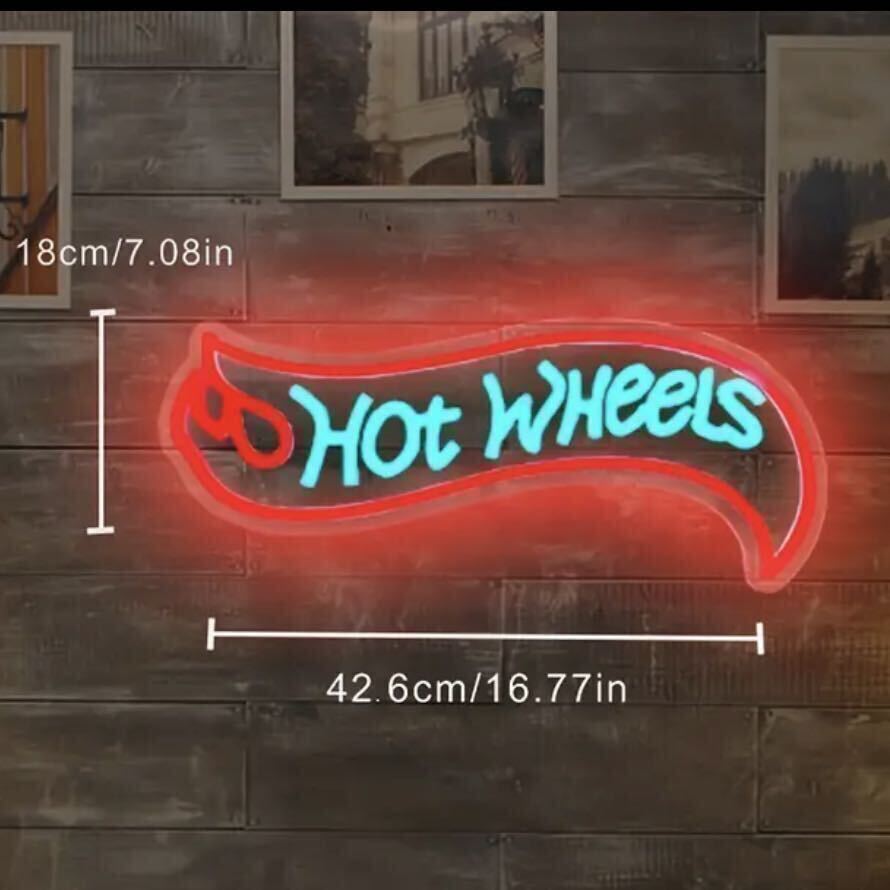 HotWheels LEDネオン ネオン看板 USB電源 調光調整付 吊り下げ