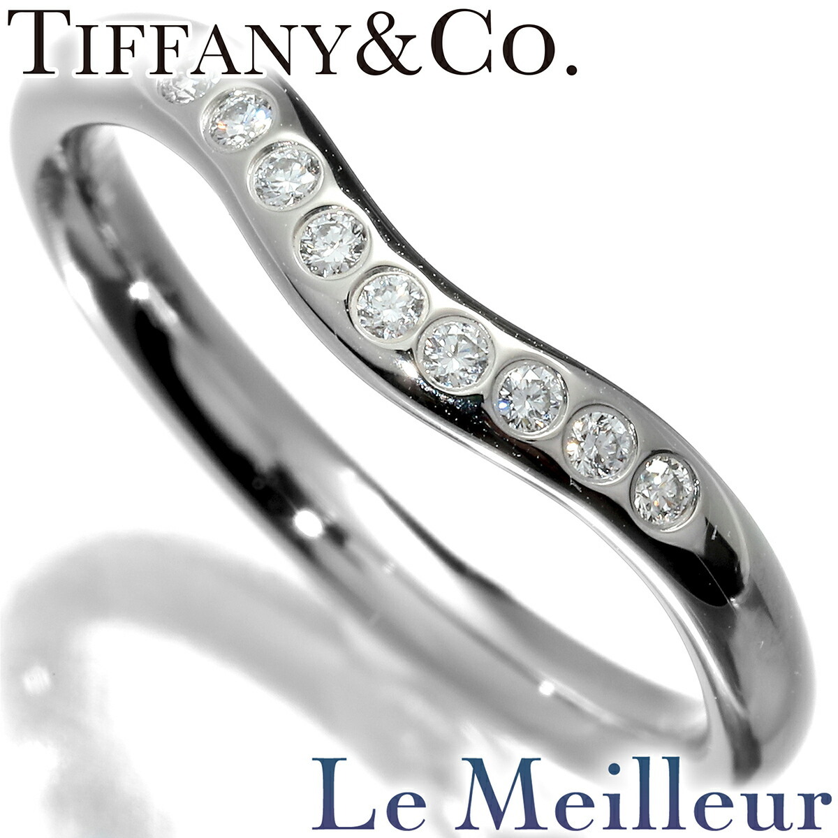 ティファニー エルサ・ペレッティ カーブド バンドリング 9P 指輪 ダイヤモンド Pt950 8号 TIFFANY&Co. 中古 プレラブド 返品OK