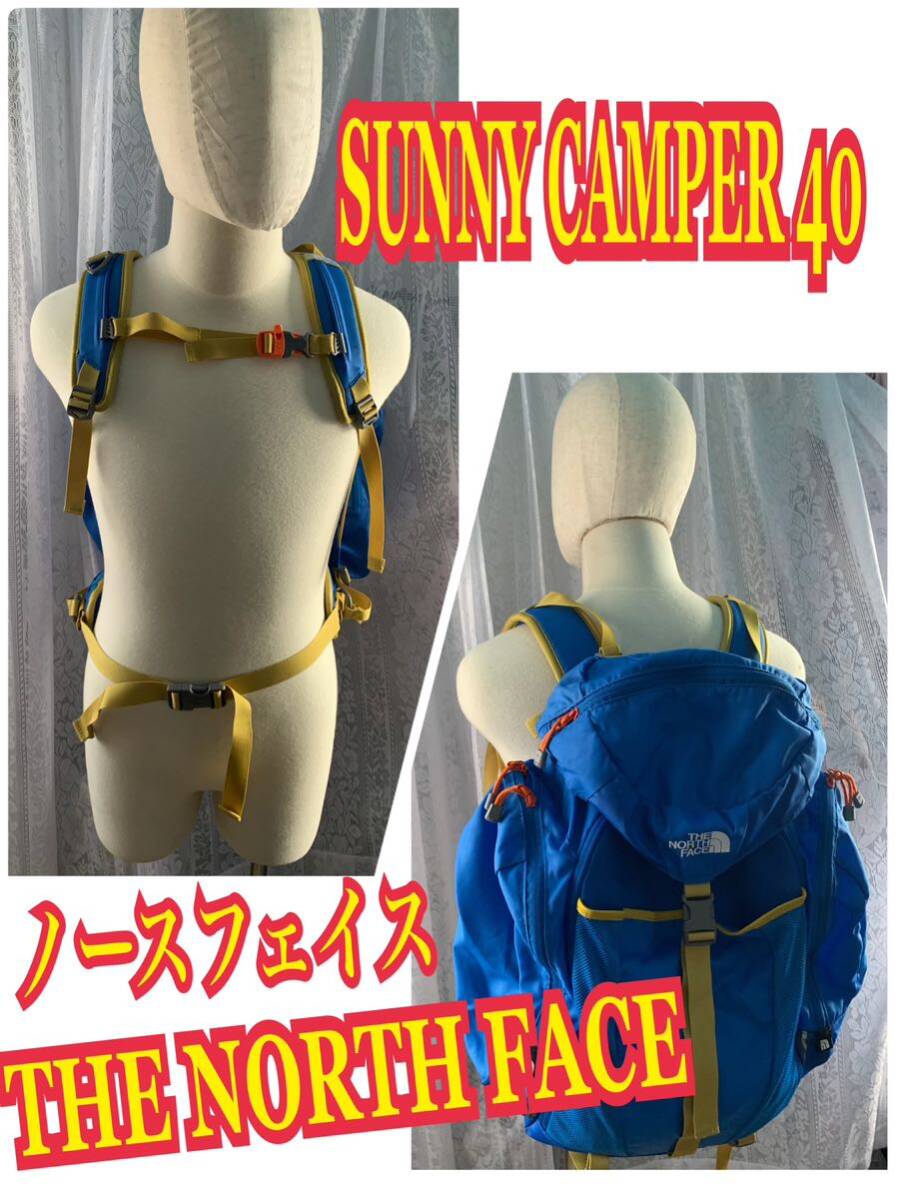 THE NORTH FACEノースフェイス　リュック　バック　アウトドア　刺繍ロゴ　BLUE SUNNY CAMPER 40