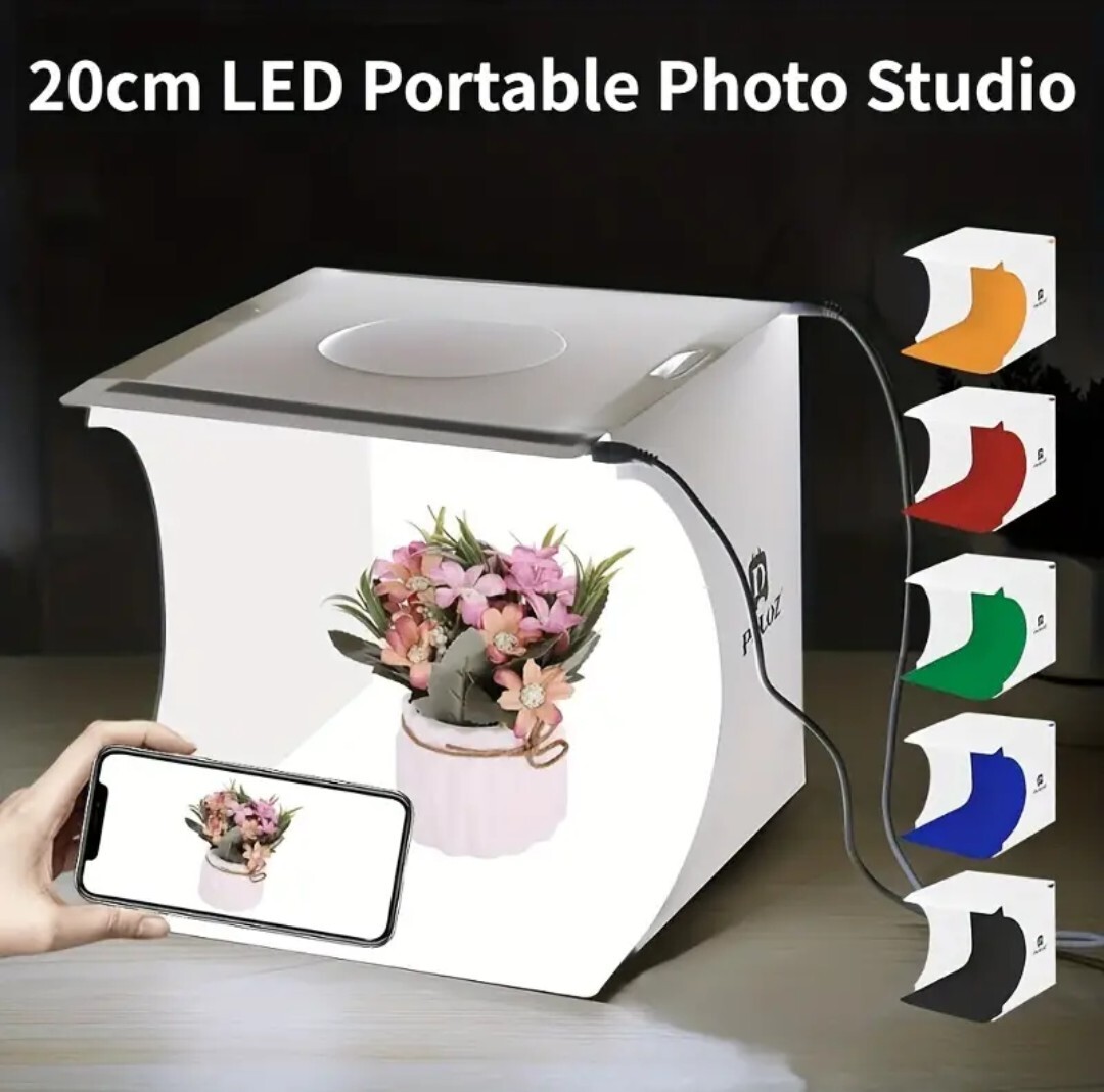 撮影用卓上ミニ?ボックス/付屬品?バック用布6枚?LEDライト