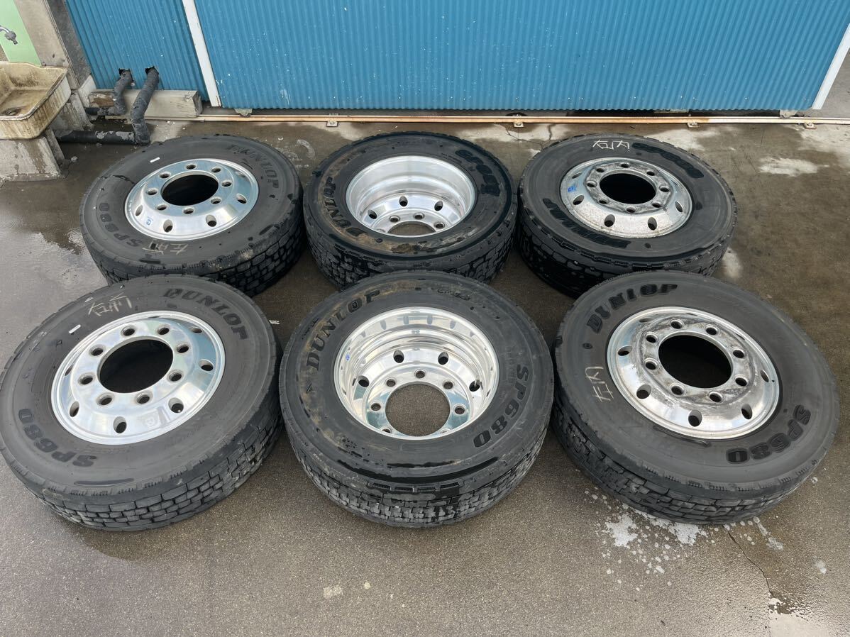 アルコアアルミホイール 19.5×6.75 ISO 8穴 2022年製 ダンロップ DECTES SP680 265/70R19.5 140/138J バリ山 大型トラック トレーラー 等
