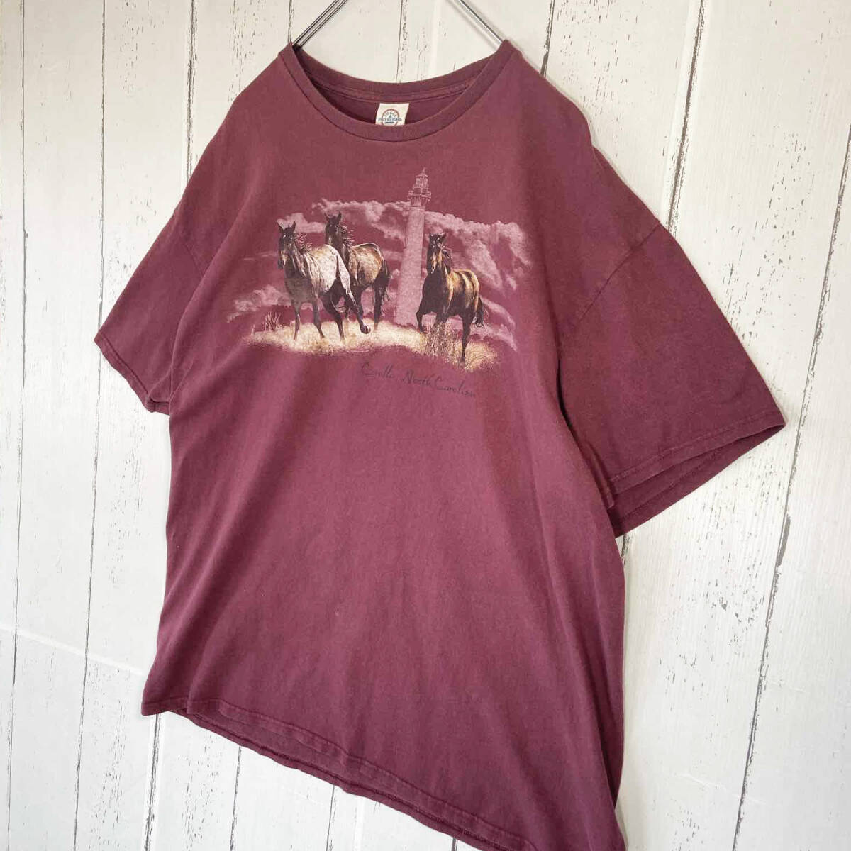 USED】 アニマル 馬 HORSE 動物 Tシャツ DELTA 90s 00s Y2K ゆる