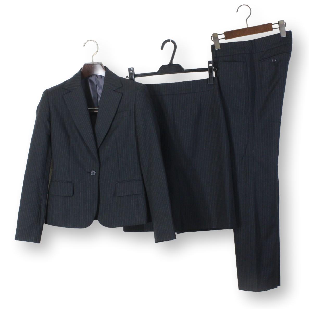 06【極美品】I.M.G.N イマジナチオーネ パンツ＆スカートスーツ 7 ブラック 黒 S ストレッチ ビジネス tqe 秋冬春 ★使用感の少ない美品★