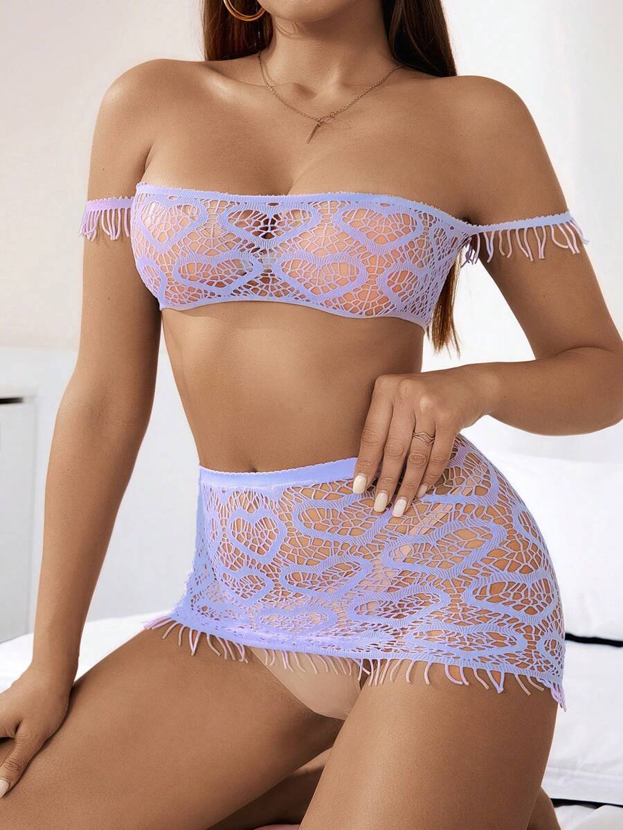 インティメート ランジェリー 女性用ソリッドカラー 網(wǎng)目 ランジェリーセット