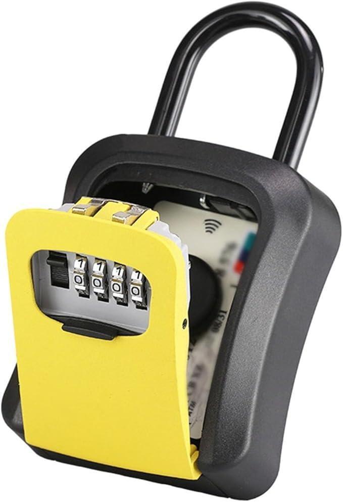 黄 ダイヤル式 鍵収納 セキュリティボックス 防犯キーボックス 暗証番号 盗難　 ロックポケット 盗難防止　対策　セキュリティ　金庫　金