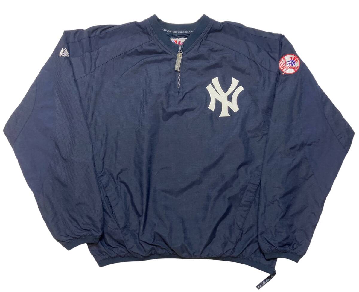 MLB ヤンキース Majestic Authentic Collection プルオーバー ナイロン ジャケット Yankees スタジャン