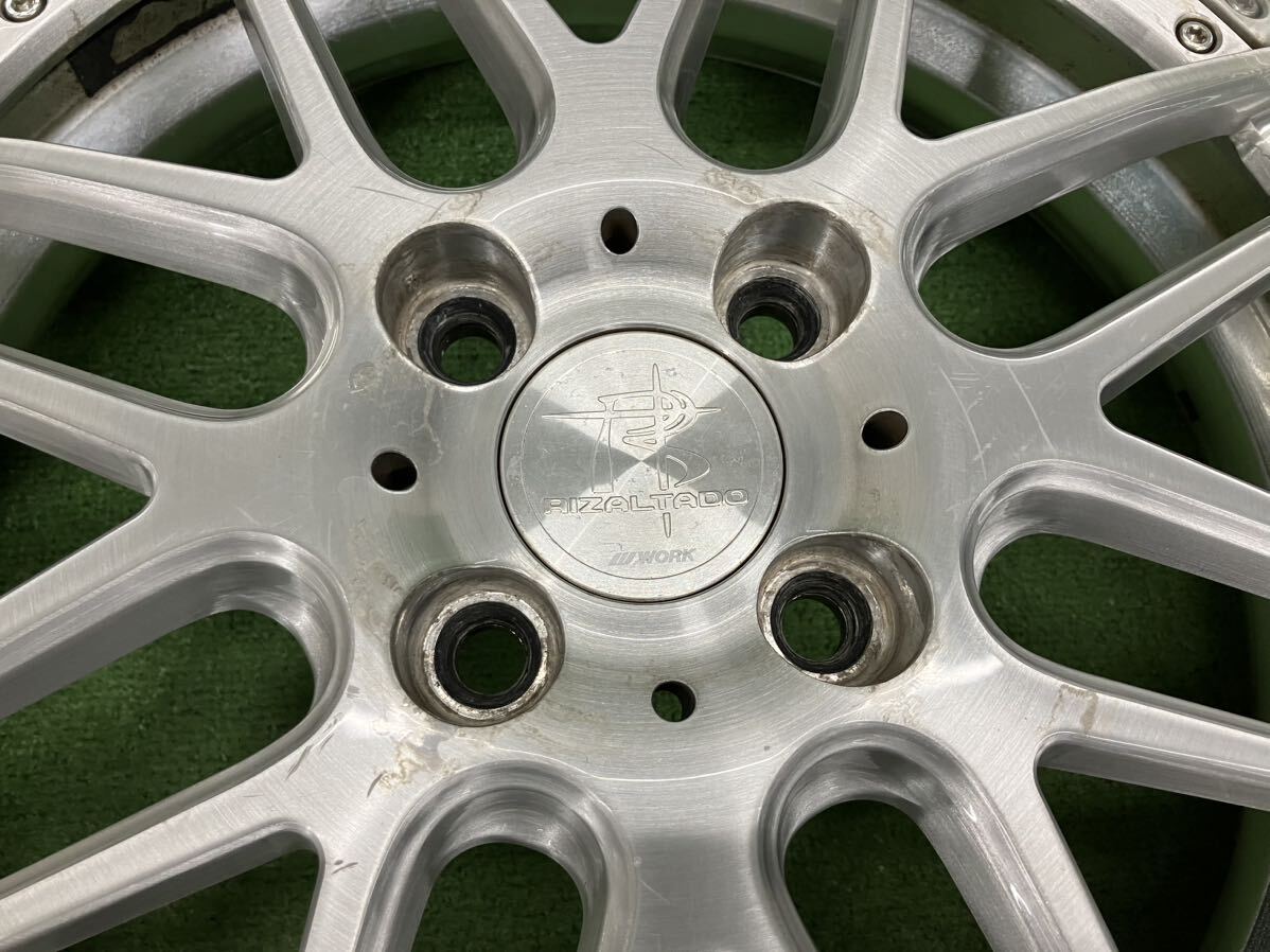 ★WORK ワーク リザルタード メッシュ F:17×5.5J +43 / R:17×6J +39 PCD100 4H ハブ:約60mm 4本 中古アルミ ガリ傷 歪み有★送料無(wú)料