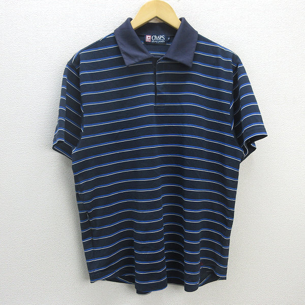 G■チャップス/CHAPS RalphLoren 半袖ドライポロシャツ/ボーダー【L】紺/men's/74【中古】■