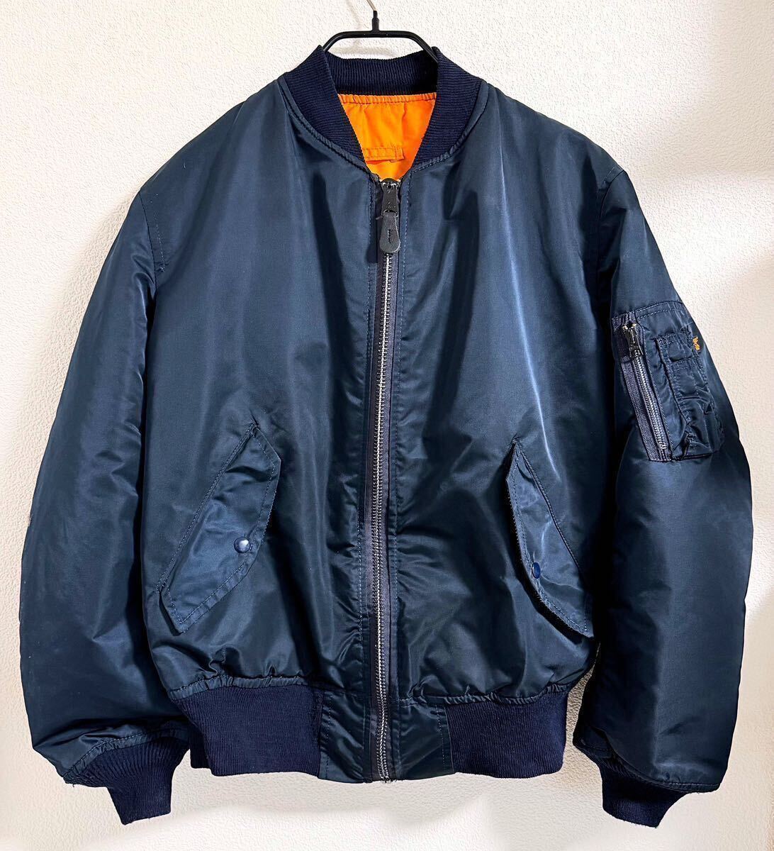 90s USA製 M TALL ALPHA MA-1 (アルファ ネイビー 紺色 JKT 90s USA製 M TALL ALPHA MA-1 (アルファ ネイビー 紺色 JKT