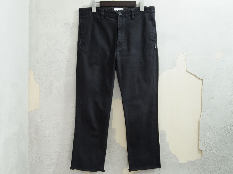 WTAPS KHAKI TIGHT TROUSERS COTTON TWILL カーキ タイト カットオフ コットン パンツ BLACK 1 S ダブルタップス F