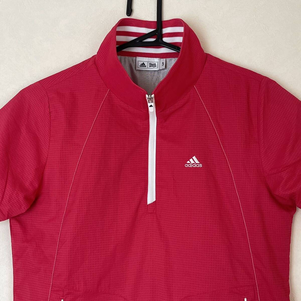 超美品 adidas(アディダス)テーラーメイド レディース ゴルフ ジャケット S(T158.B80cm)使用3回 半袖 レッド スポーツ アウトドア ブルゾン