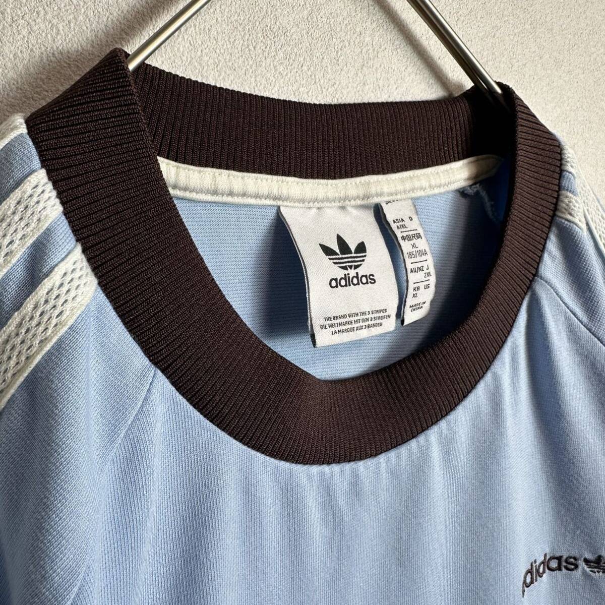 adidas アディダス リンガーTシャツ 半袖Tシャツ 好配色 水色 adidas アディダス リンガーTシャツ 半袖Tシャツ 好配色 水色
