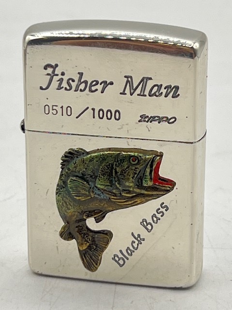 N37916■ Zippo ジッポー オイルライター A XII 1996年 Fisher Man フィッシャーマン ブラックバス 510/1000 喫煙具 シルバー系 ■