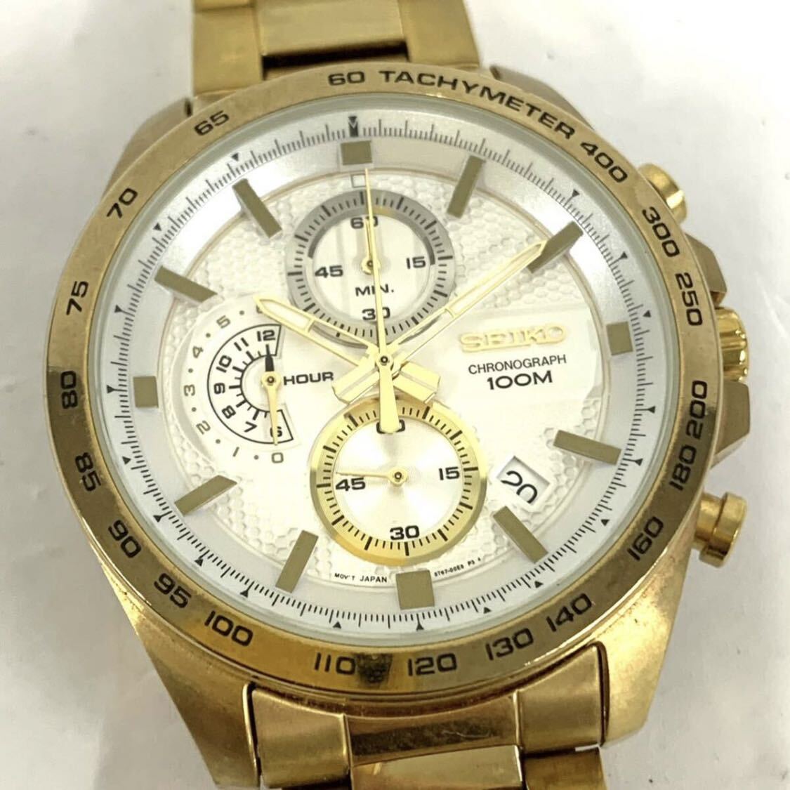 稼働品 SEIKO セイコー 8T67-00F0 腕時計 100M クロノグラフ 現状品 カ15