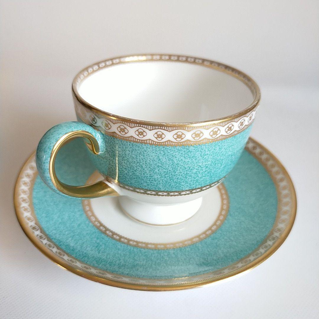  Britain Wedgwood cup & saucer You Ran da- powder turquoise ULANDER POWDER TURQUOISE Wedge wood antique Vintage 