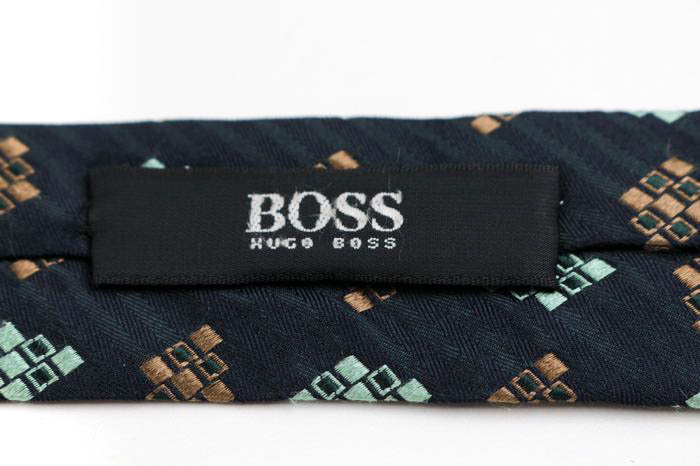 ヒューゴボス ブランド ネクタイ シルク 総柄 小紋柄 伊製生地 高級 PO メンズ ネイビー HUGO BOSS_画像4