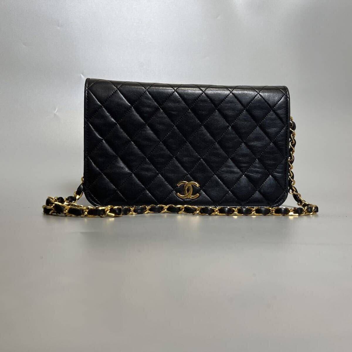 CHANEL シャネル　フルフラップ　マトラッセ　チェーン　ショルダーバッグ　トート　ラムスキン　黒　ブラック　レザー　ココ金具