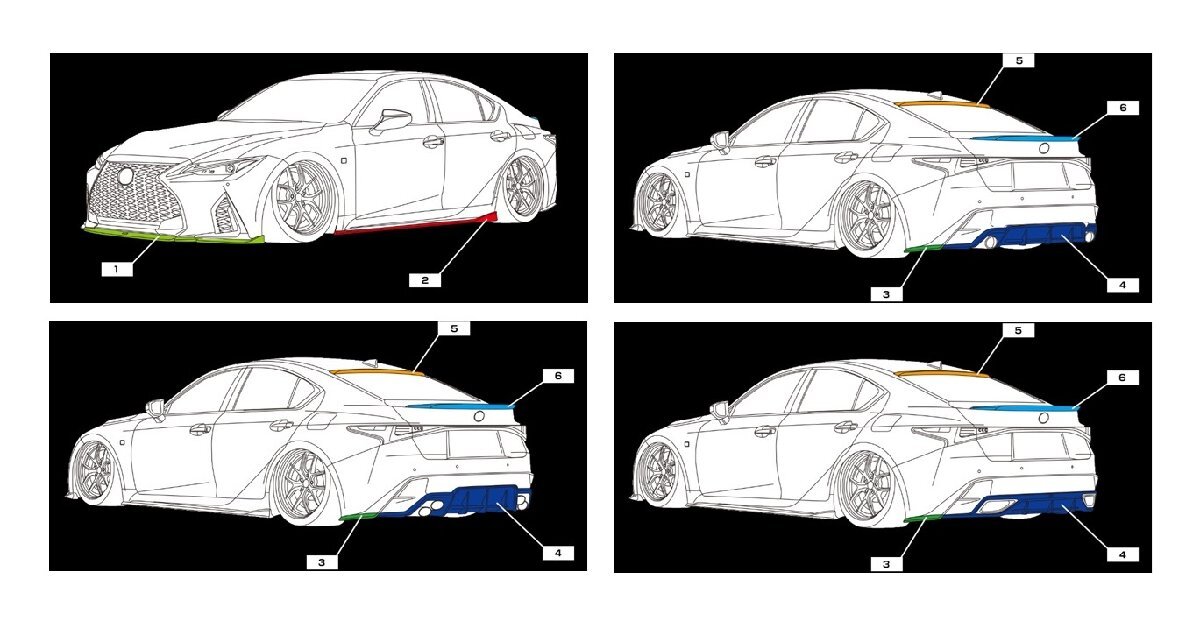 AIMGAIN SPORT LEXUS レクサス 30系 IS 后期 IS300 F-SPORT リアディフューザー TypeS 2020.11- エイムゲイン リア リヤ スポイラー エアロ