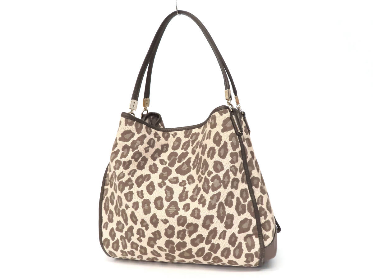 22484 COACH コーチ レオパード ヒョウ柄 キャンバス×レザー