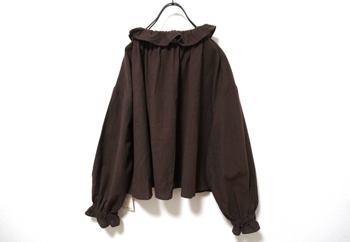 新品 Samansa Mos2 可愛らしい一枚 コットンリネンフリルブラウス_画像4