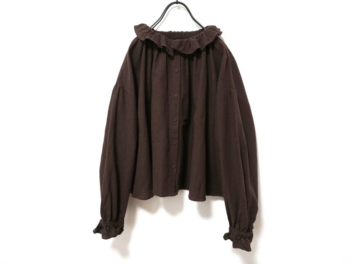 新品 Samansa Mos2 可愛らしい一枚 コットンリネンフリルブラウス_画像1