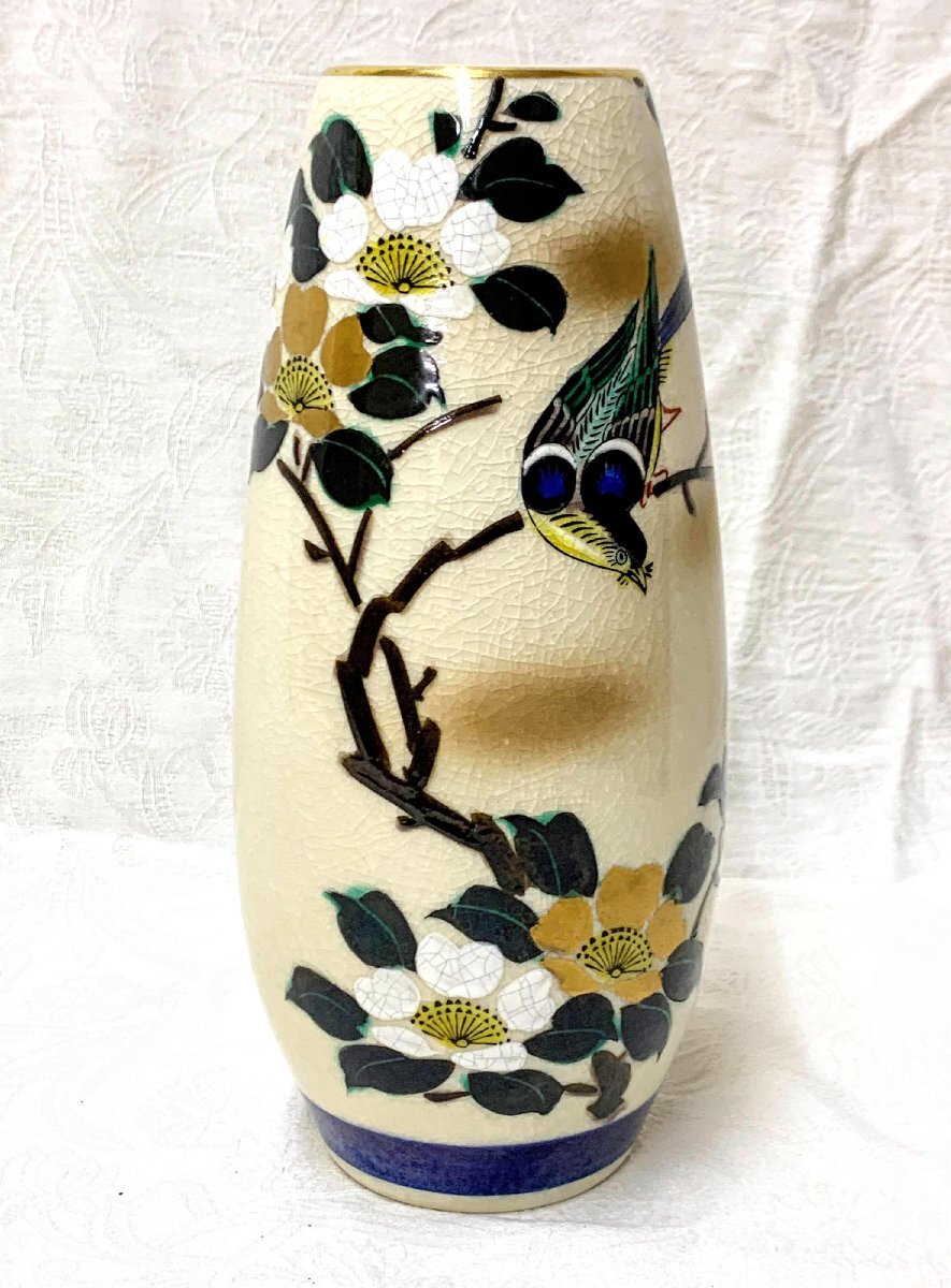 九谷色絵鳳凰花鳥美人図 四方型花瓶 □福印あり 時代物 su231 うぅ 九谷色絵鳳凰花鳥美人図 四方型花瓶 □福印あり 時代物 su231 うぅ