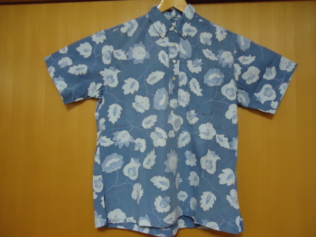 即決 ハワイ reyn spooner レインスプーナー アロハシャツ 紺色 青色 花柄 M8 コットン100%素材_画像2