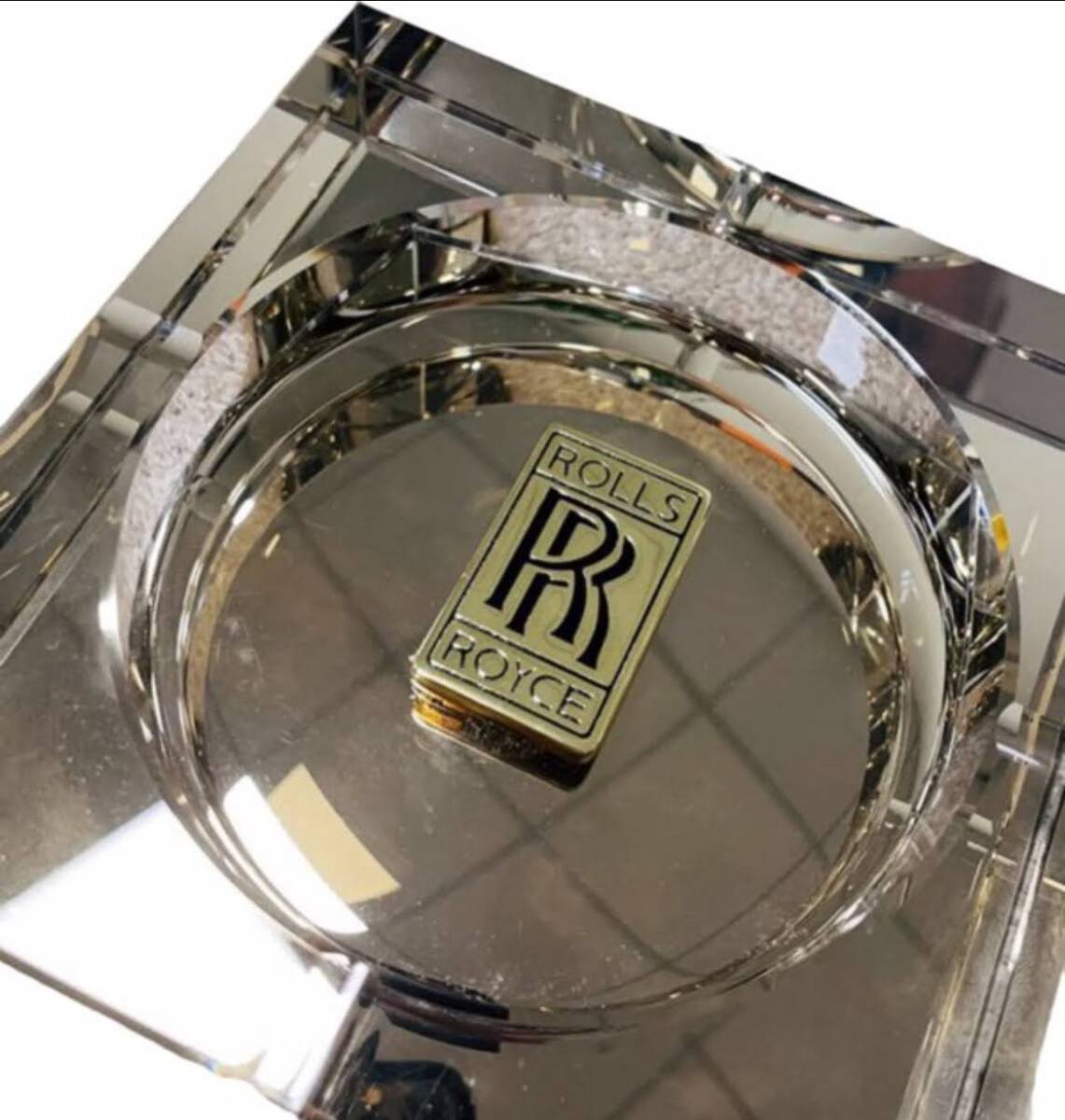 ロールスロイス RR ロゴプレート クリスタル ガラス 灰皿 ロールスロイス RR ロゴプレート クリスタル ガラス 灰皿
