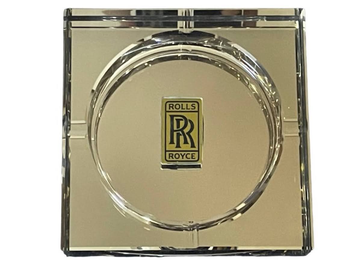 ロールスロイス RR ロゴプレート クリスタル ガラス 灰皿 ロールスロイス RR ロゴプレート クリスタル ガラス 灰皿