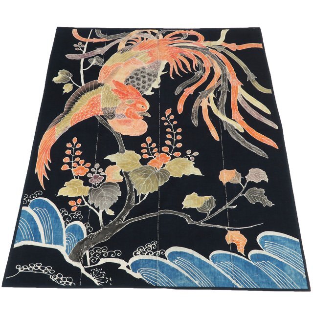 【初売り】 筒書き 筒描 筒描き 藍染 つつがき 時代布 古裂 波 桐の花 鳳凰 その他