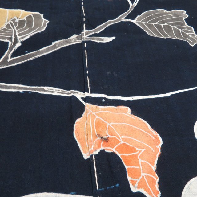 藍染 筒描き 筒描 筒書き つつがき 鳳凰 桐の花 波 古裂 時代布