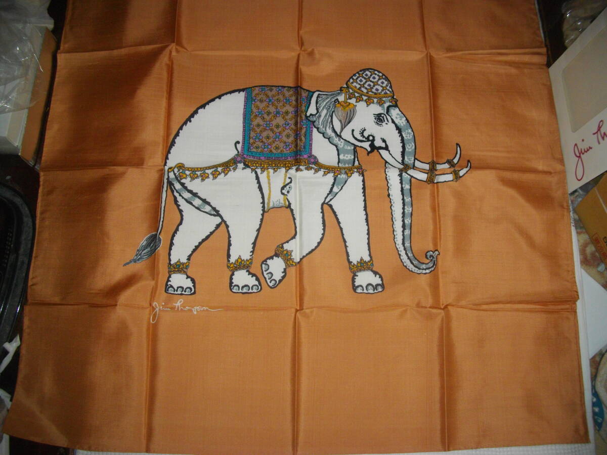 [JIM THOMPSON Jim Thompson ] silk large size scarf *. Elephant 