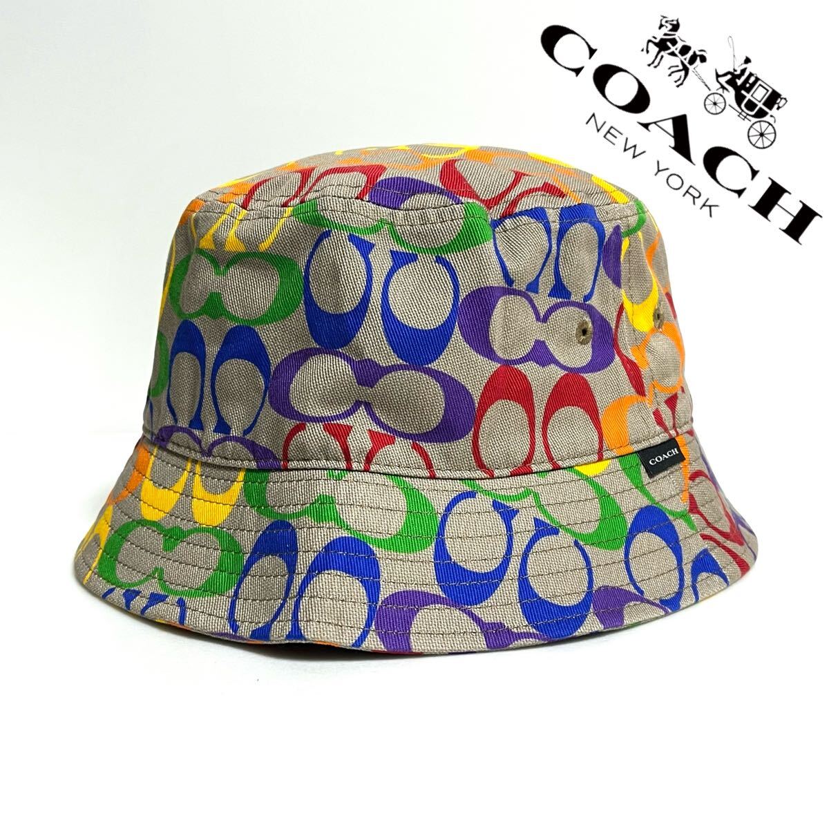 正規品・送料無料】COACH (コーチ)帽子 バケットハット 美品 正規品・送料無料】COACH (コーチ)帽子 バケットハット 美品