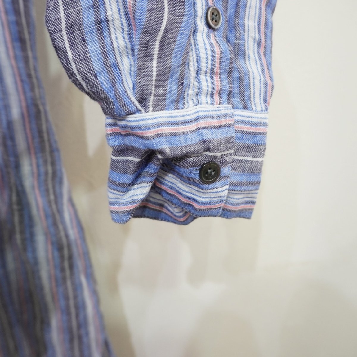 23區(qū)　(38) LIBECO LINEN 麻100　リネンシャツワンピース　ストライプ　オンワード　I8-21　