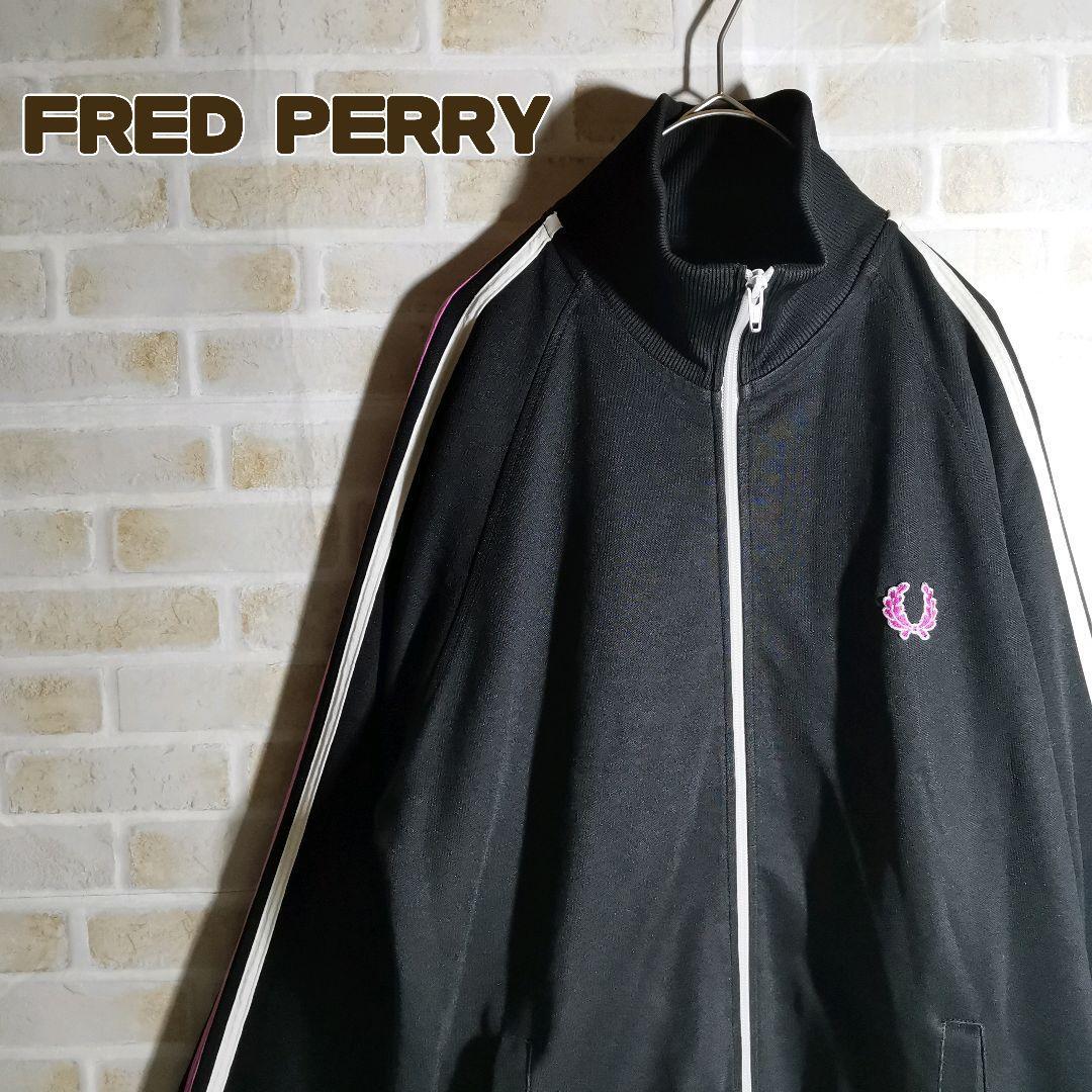 FRED PERRY ピンク×ブラック クロップドトラックジャケット