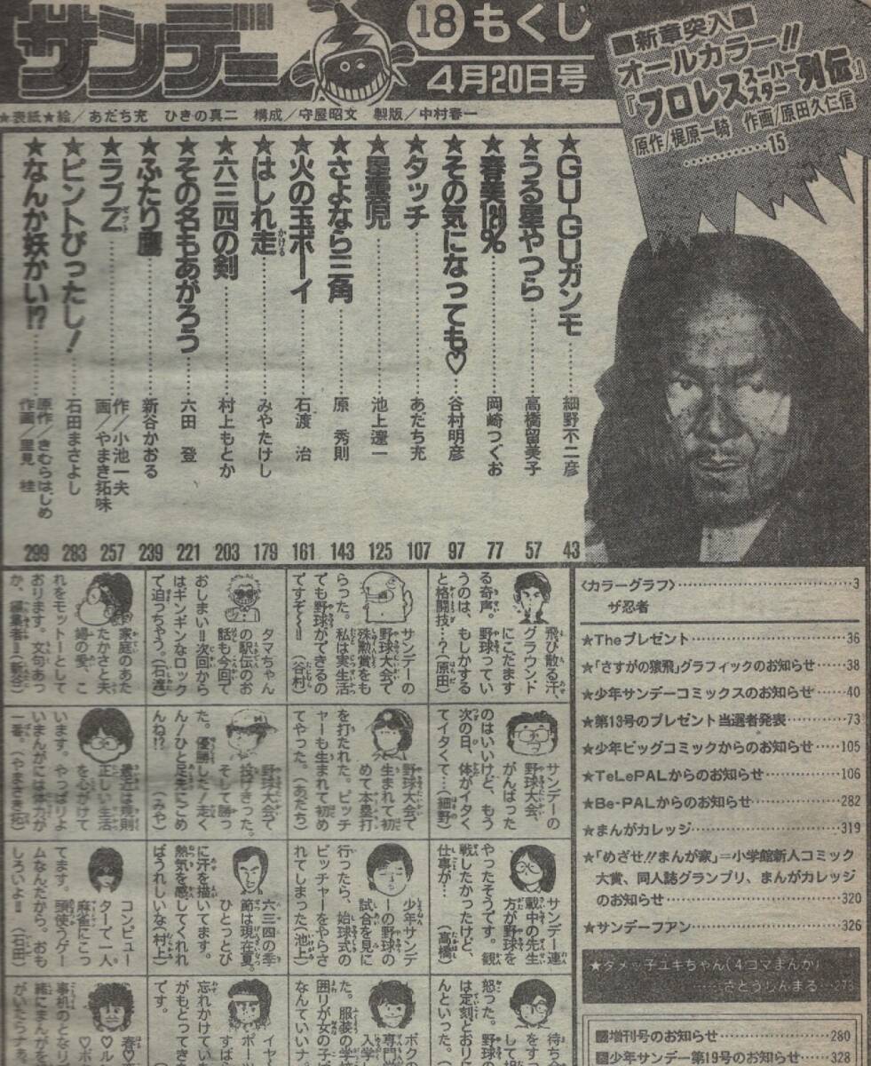 週刊 少年サンデー 1983年18号 昭和58年 表紙 タッチ 浅倉南 週刊 少年サンデー 1983年18号 昭和58年 表紙 タッチ 浅倉南