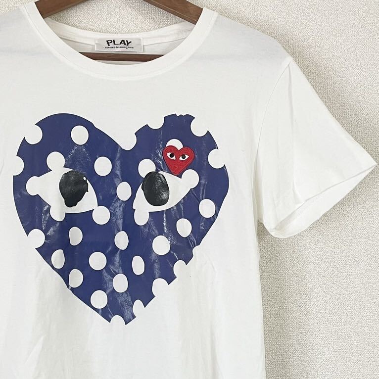 コムデギャルソン ハートマーク ワッペン 青 Tシャツ S ホワイト コムデギャルソン ハートマーク ワッペン 青 Tシャツ S ホワイト