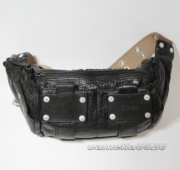 タフジーンズ TOUGH Jeansmith ウエストバッグ クロスボディ 肩掛けバッグ 黒 ブラック レザー 中古 美品
