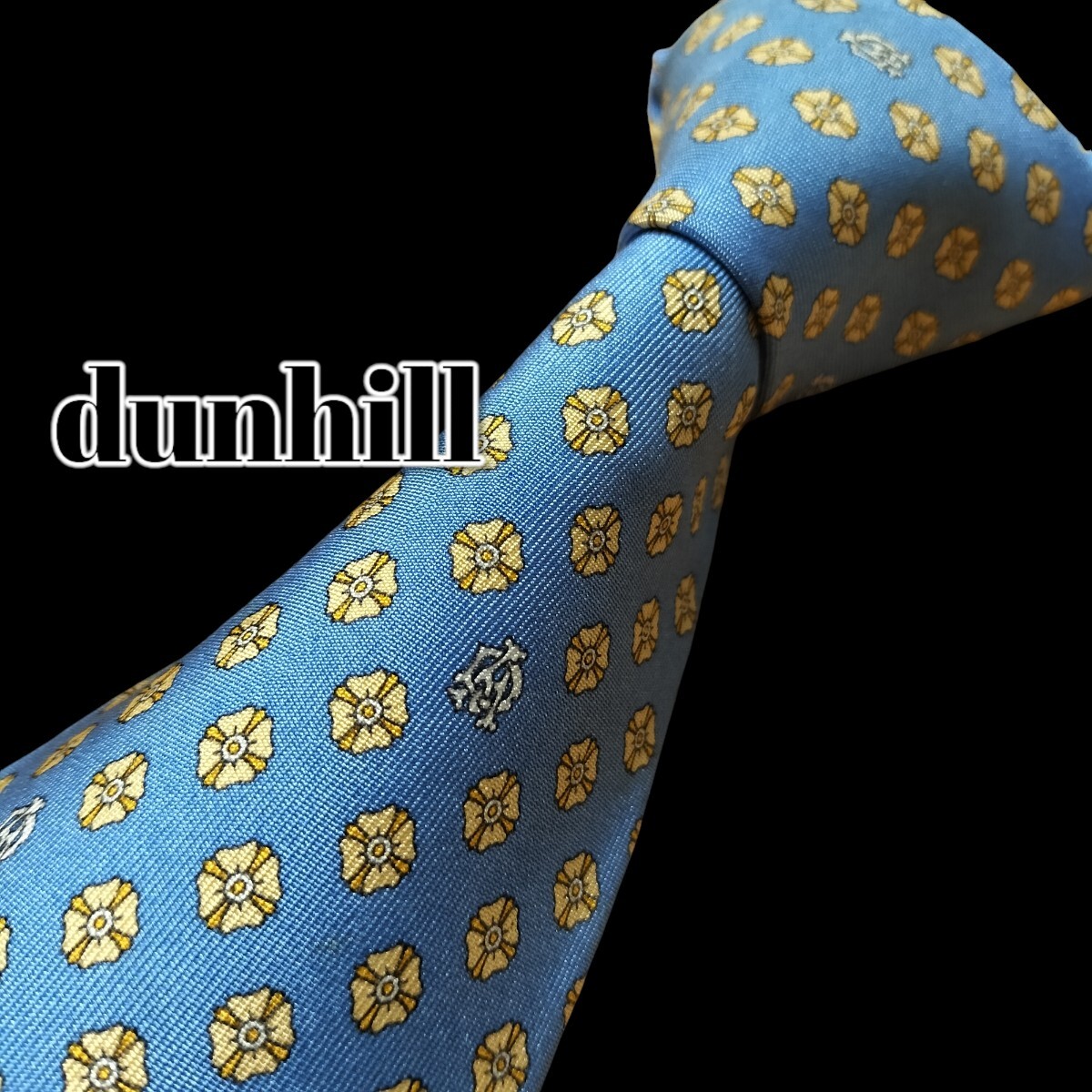 ★dunhill★　ダンヒル　ライトブルー系　ドット柄　イタリア製