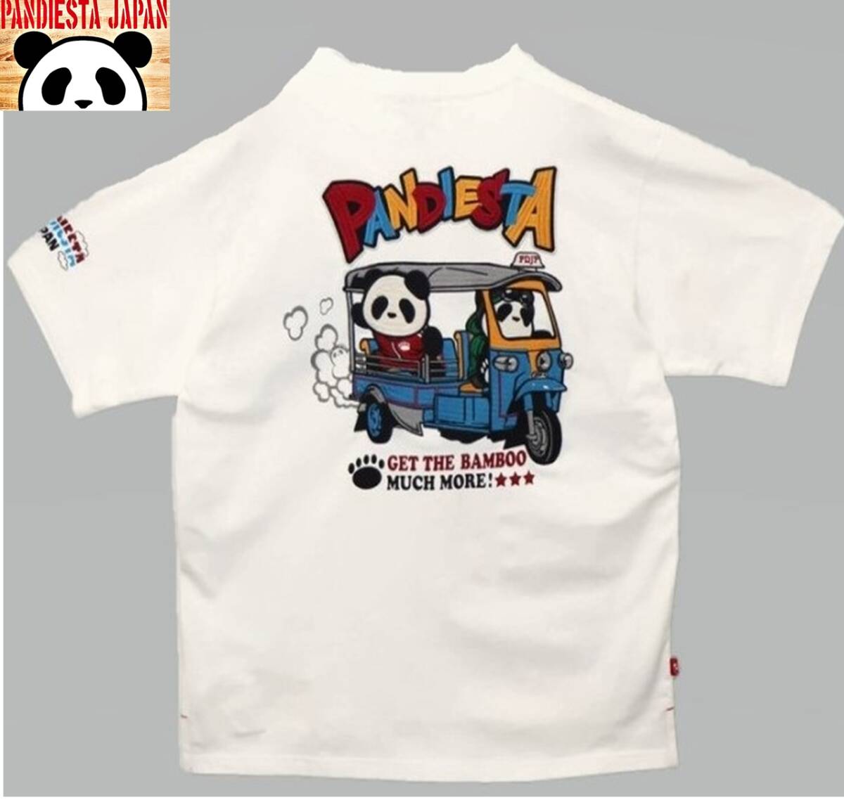 大きいサイズ新品(3L)定価8,690円[PANDIESTA 刺繍＆プリント パンダ【トゥクトゥク】半袖Tシャツ]554851/2024モデル! 送料185円 550