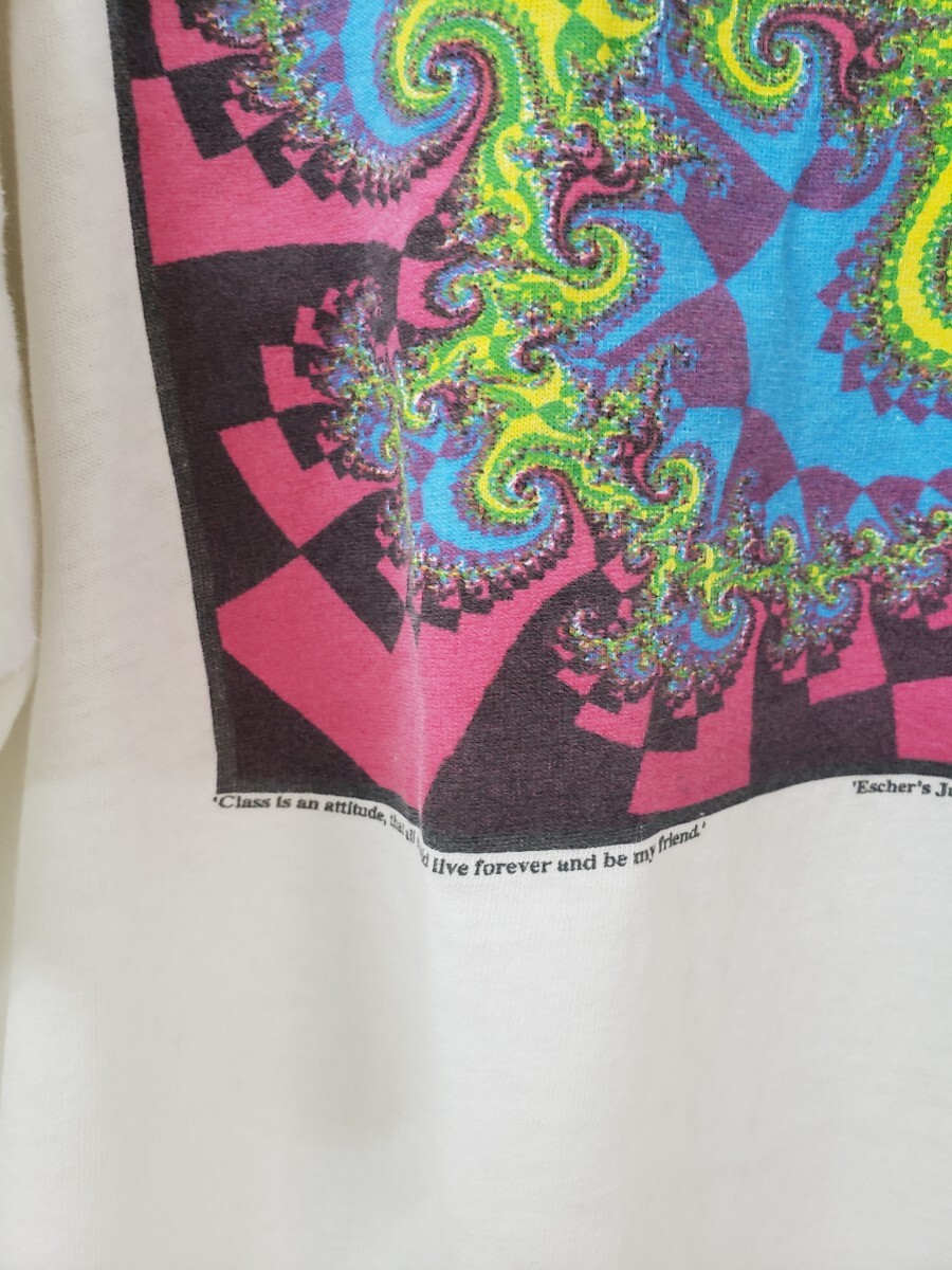 80-90s Fractal art フラクタルアート tシャツ XL ホワイト 古着 80-90s Fractal art フラクタルアート tシャツ XL ホワイト 古着