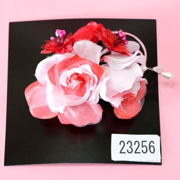 髪飾り 花 クリップ式 白 赤 振袖 成人式 結婚式 新品 （株）安田屋 NO23256